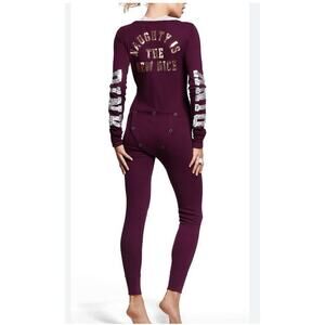 Victoria’s Secret PINK Naughty Is The New Nice Holiday One Piece Pajamas L